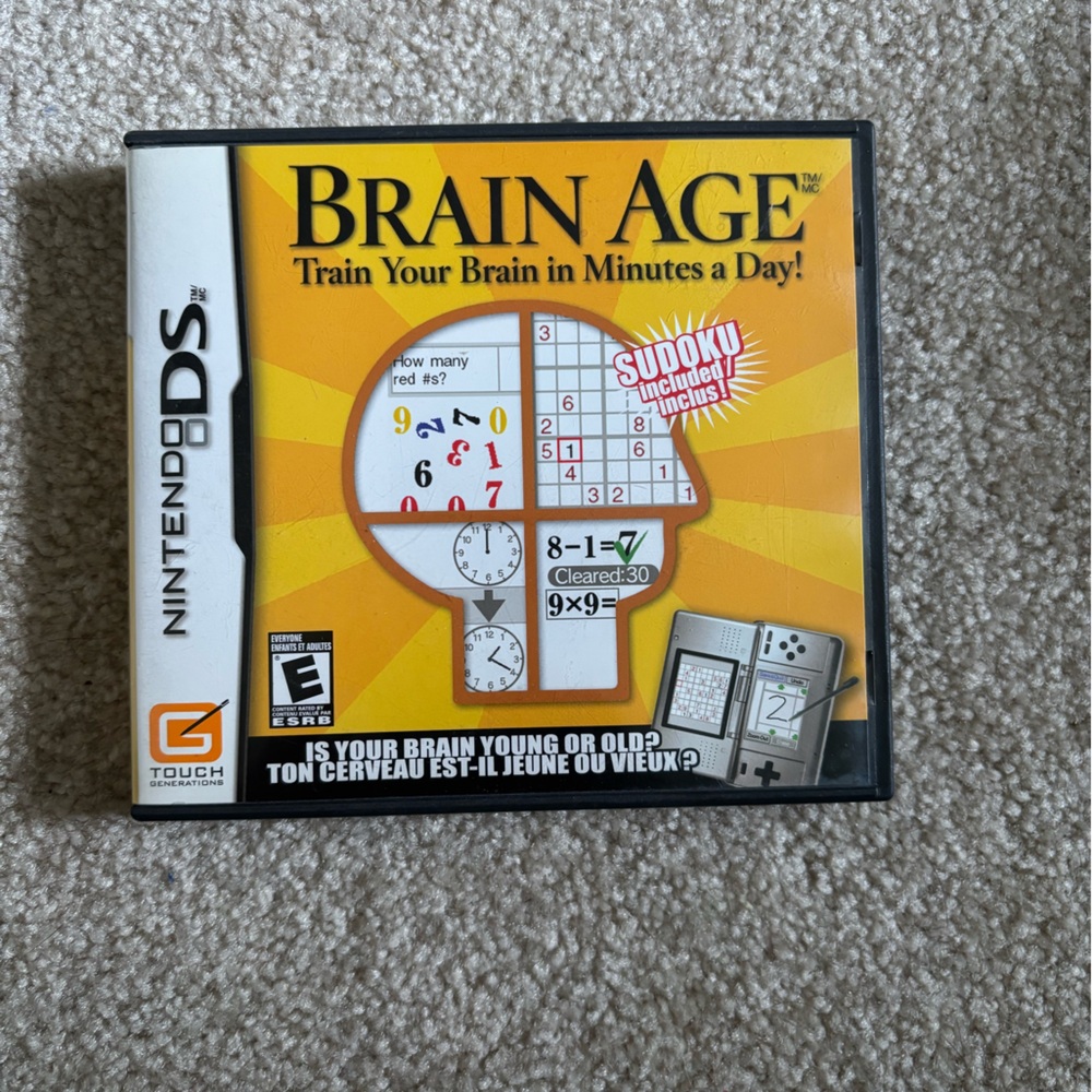 Nintendo Brain Age Game Black and Yellow - CASE ONLY
